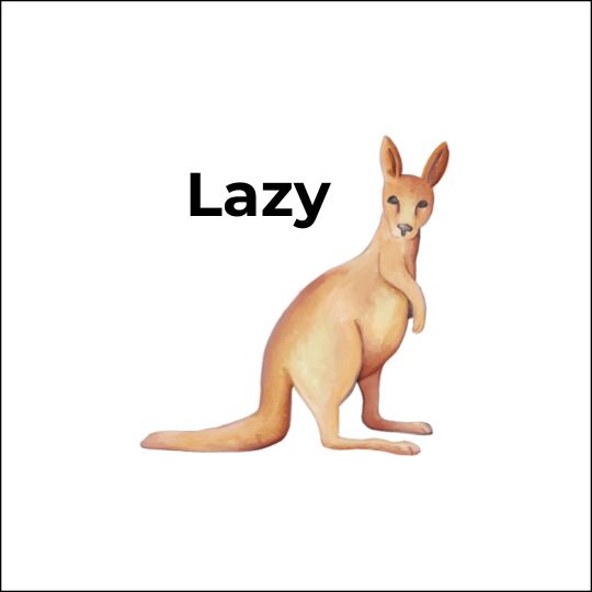 Picture riddle for kids with the word lazy and a kangaroo