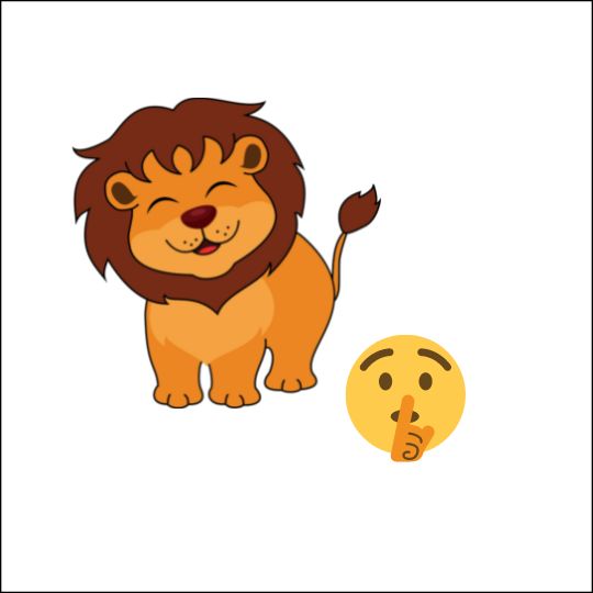 A picture riddle for kids with a lion and someone showing to be quiet