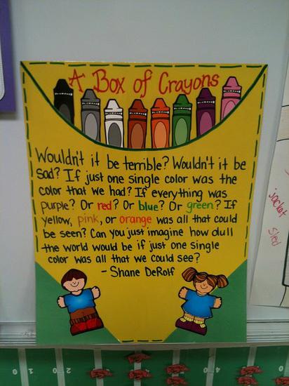 A Box Of Crayons Unique Bulletin Board Idea To Inspire Classroom Community and kindness unique bulletin board ideas
