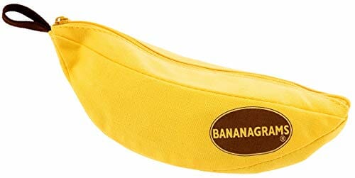 Banagrams Game With Yellow Banana Shaped Pouch