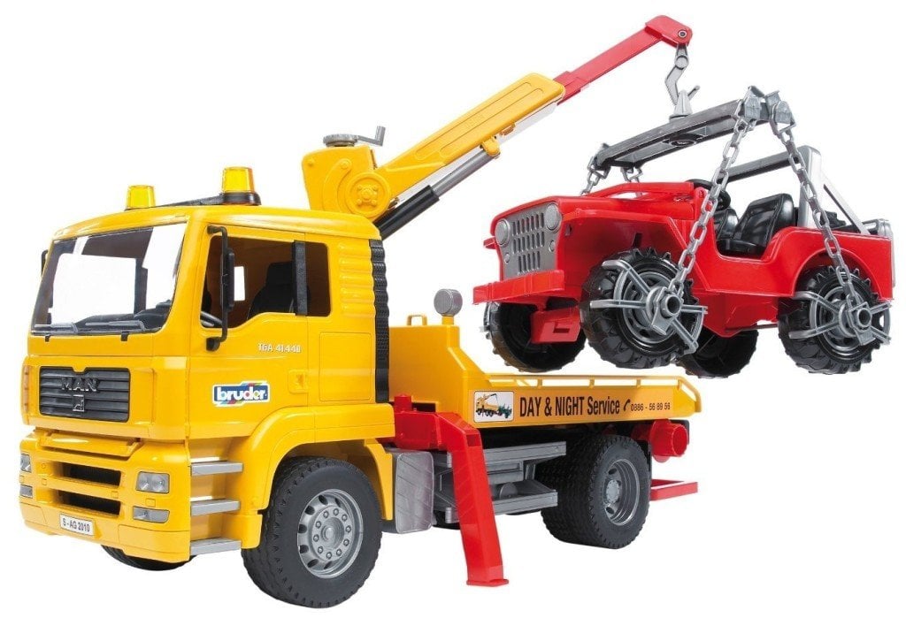 Bruder Man Tga Tow Truck with Cross Country Vehicle