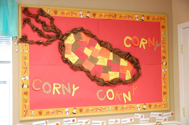 corny corny corny thanksgiving bulletin board