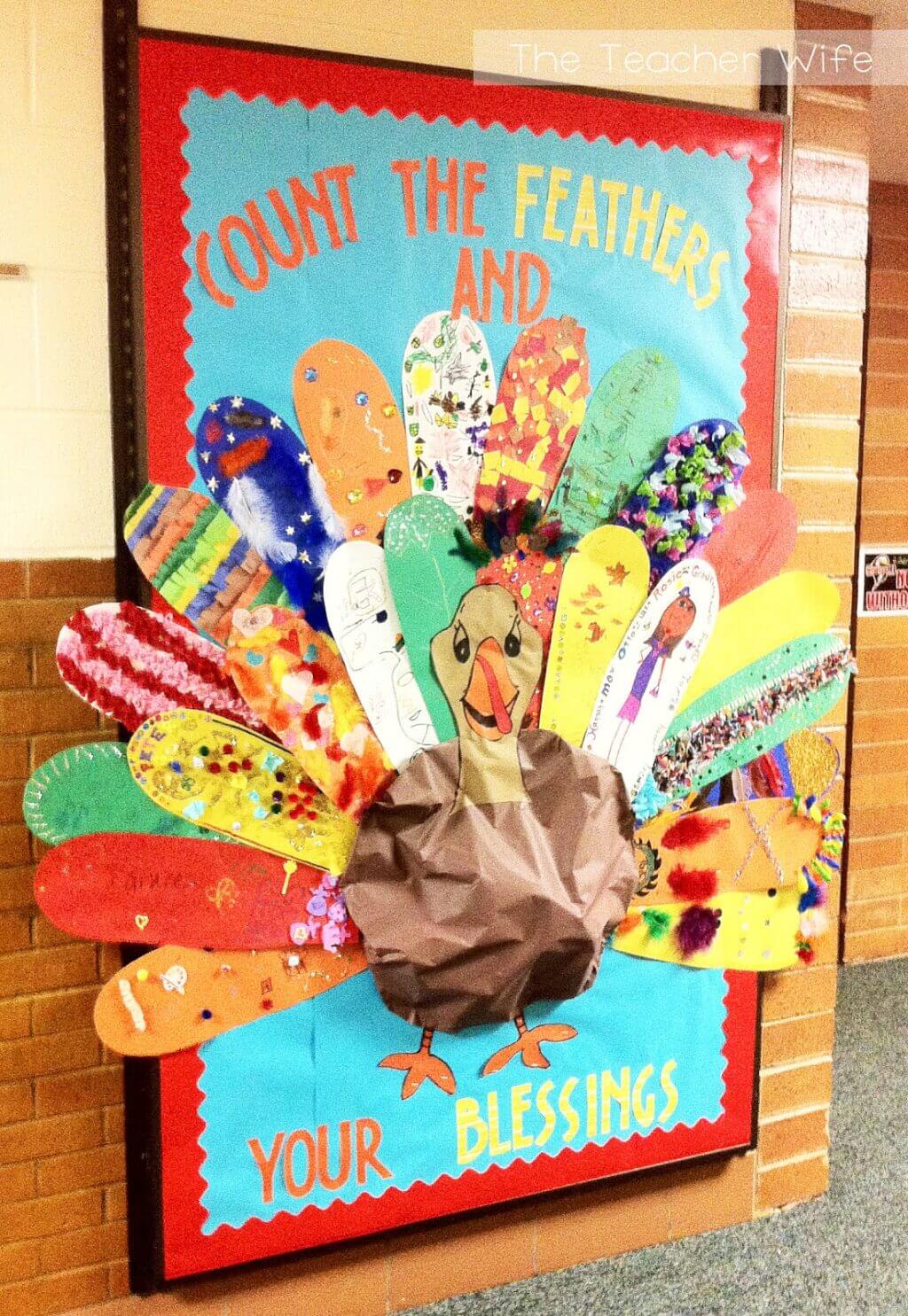 count the feathers and your blessings thanksgiving bulletin board