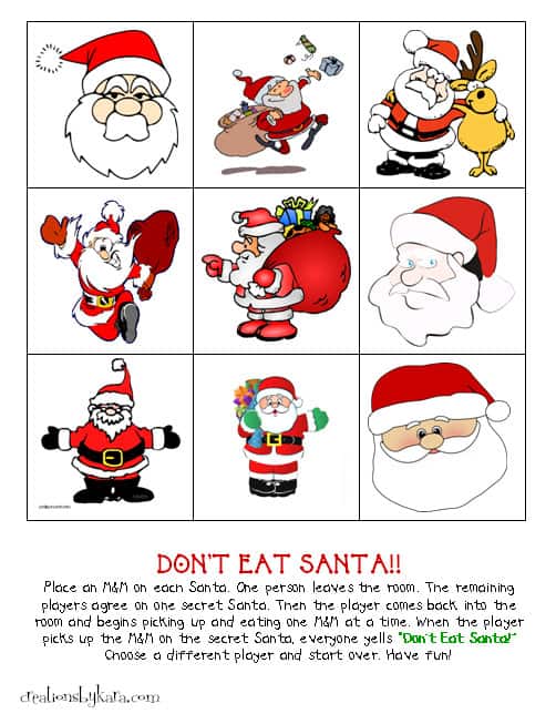 Don't Eat Santa Christmas party game. Eat as much as you like but not Santa Claus!