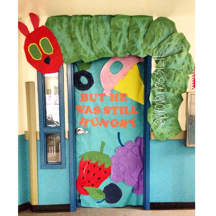 Giant caterpillar door decorations for spring