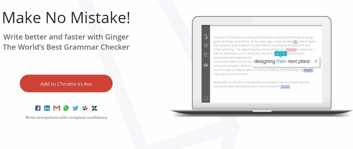 Ginger is a contender for the best proofreading software in 2023.  Ginger is a platform that has a free version but the premium version offers unique features.