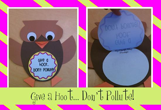 Give A Hoot Don't Pollute Earth Day Bulletin Board Display Idea With animals