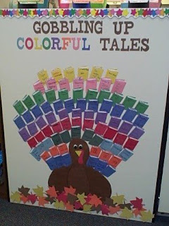 gobbling up colorful tales bulletin board