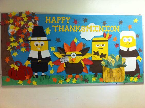 happy thanksminion thanksgiving bulleting board