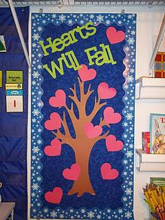 Hearts will fall valentines day door display