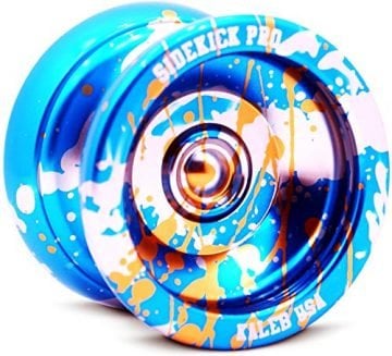 Image Of Blue Silver Gold Splashes Yo Yo Professional Aluminum Sidekick Pro Yoyo