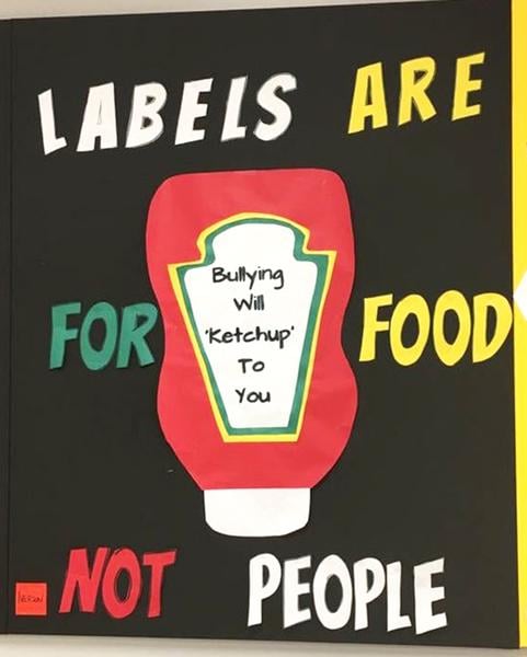 Labels are for food not people creative anti bullying showing kindness bulletin board idea