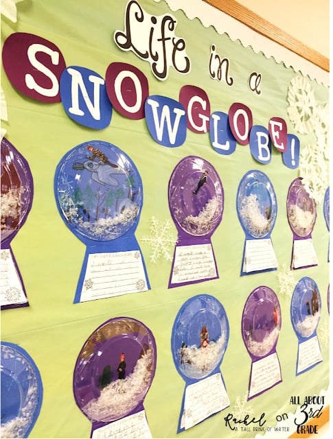 Life in a snowglobe creative unique bulletin board idea for seasonal winter bulletin board