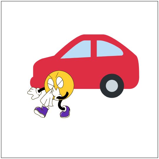 Picture riddle for kids with car and person with a cold