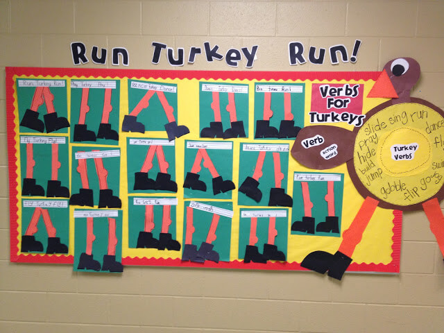 run turkey run verbs for turkeys bulletin board