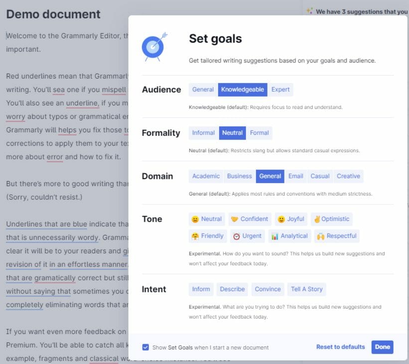 Set Goals For Tailored Suggestions