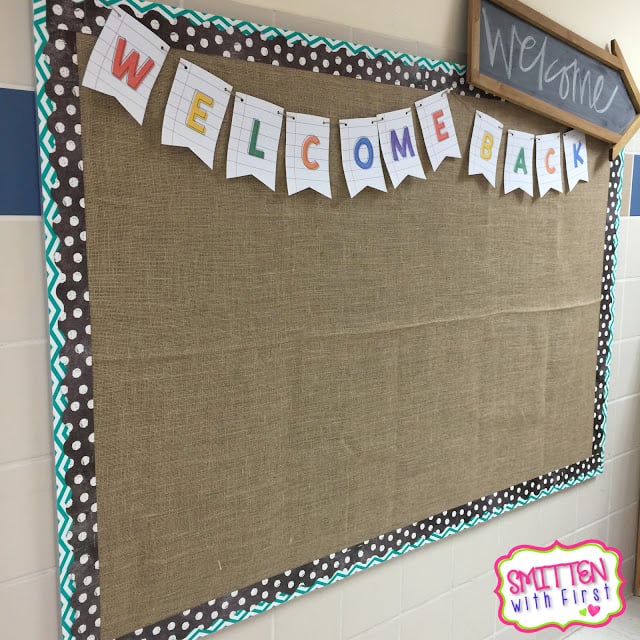 Welcome Back Burlap Farmhouse Bulletin Board Decor