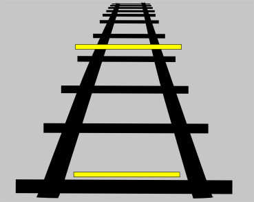 Image of Ponzo Optical Illusion of yellow horizontal lines